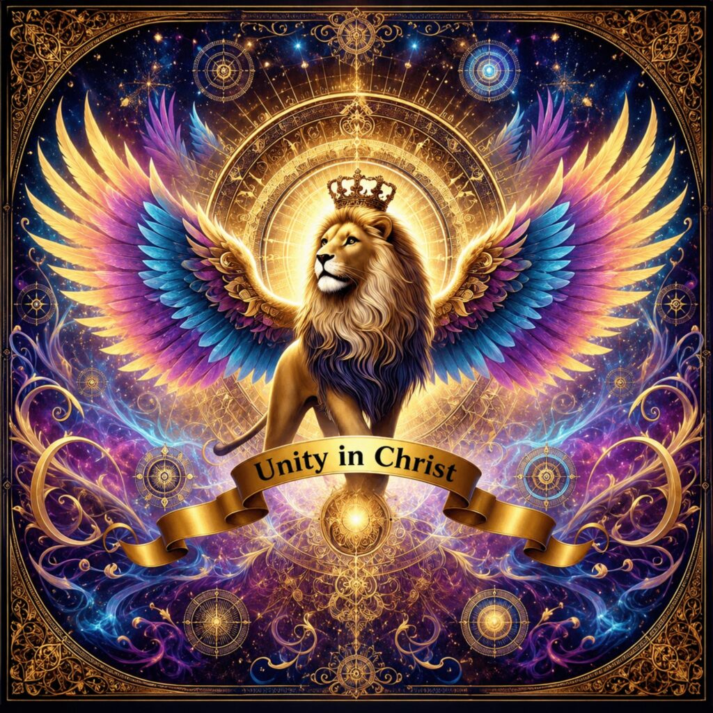 Unity in Christ lion emblem for Transcendent Flame Ministries
