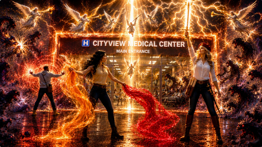 Light Carrier uses the Sword of Truth's Lightning at the hospital
