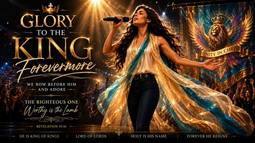 Flag Bearer Singing Glory to the King. Art used in music album video on Transcendent Flame Ministries YouTube channel