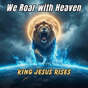 song art consisting of a large blue lion walking on the earth as it turns